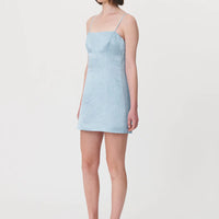 Gwen Silk Linen Mini Dress Baby Blue