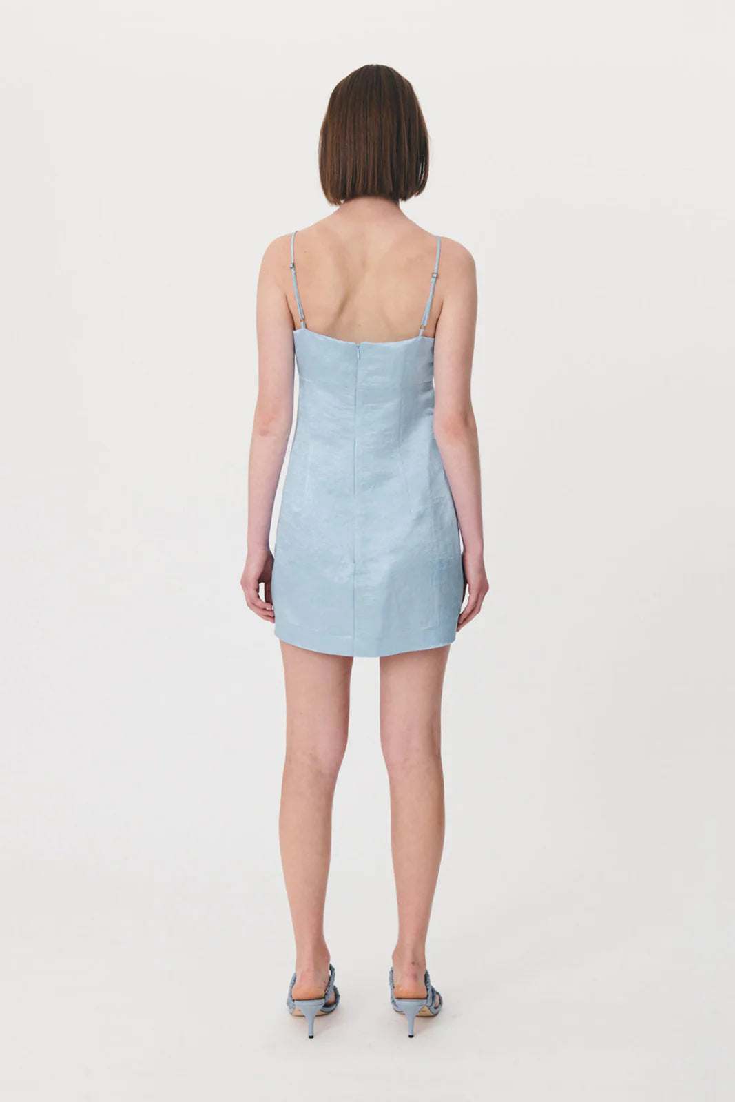 Gwen Silk Linen Mini Dress Baby Blue