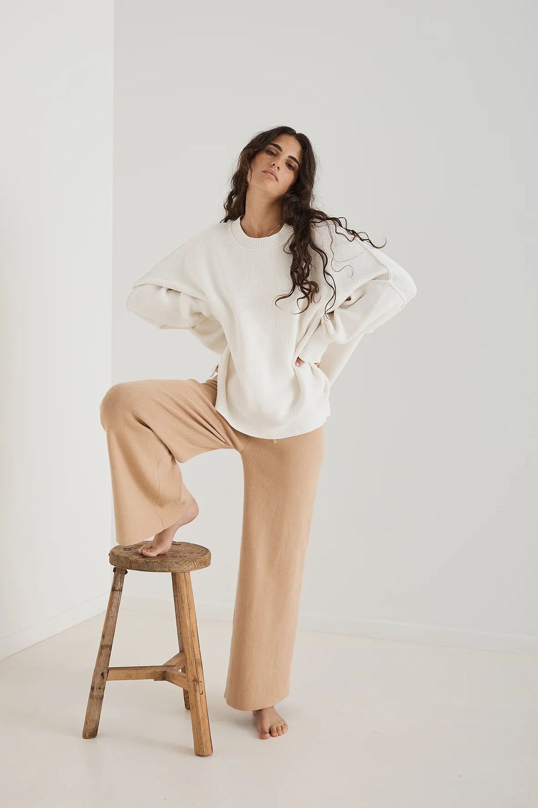 Harper Knit Sweater Organic Cream