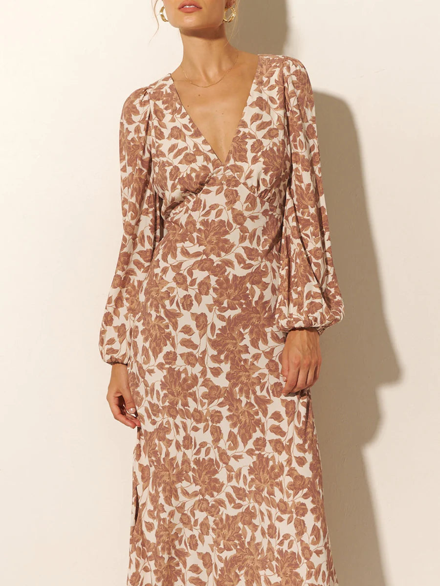 Milano Tie Back Maxi Dress Walnut