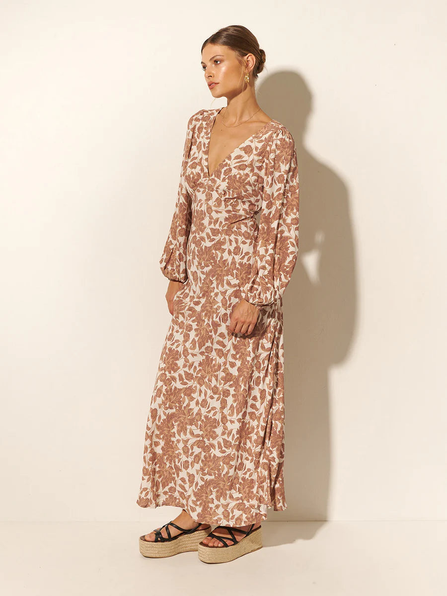 Milano Tie Back Maxi Dress Walnut