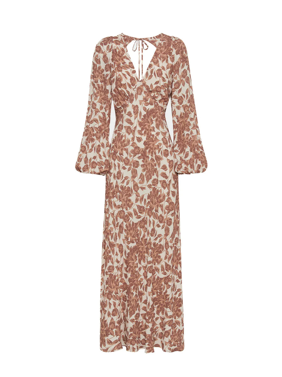 Milano Tie Back Maxi Dress Walnut