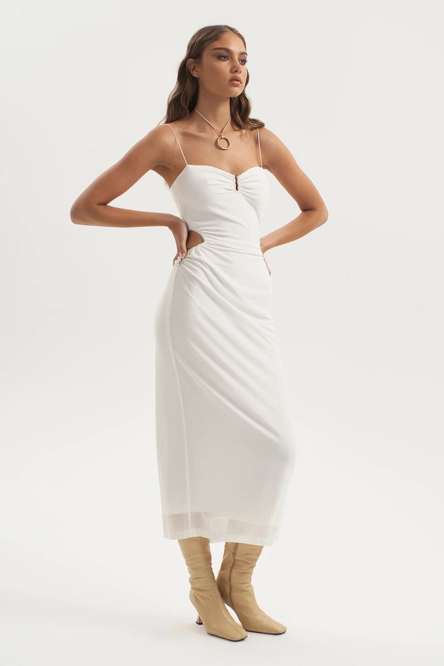 POISION MESH DRESS WHITE