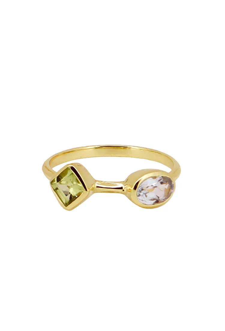 Soma Ring Peridot | Blue Topaz