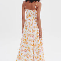 Sundream Linen Maxi Dress Ivory Floral