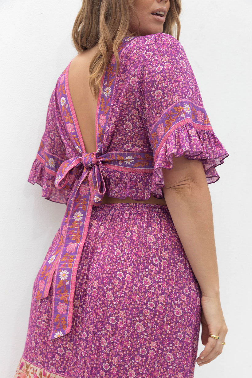 Sienna Cropped Blouse Fuchsia