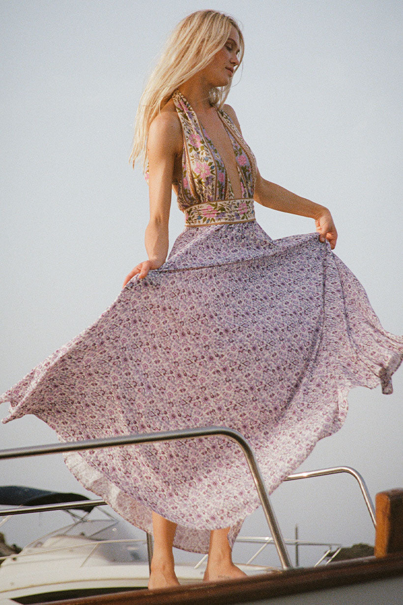 Sienna Halter Maxi Dress Lilac