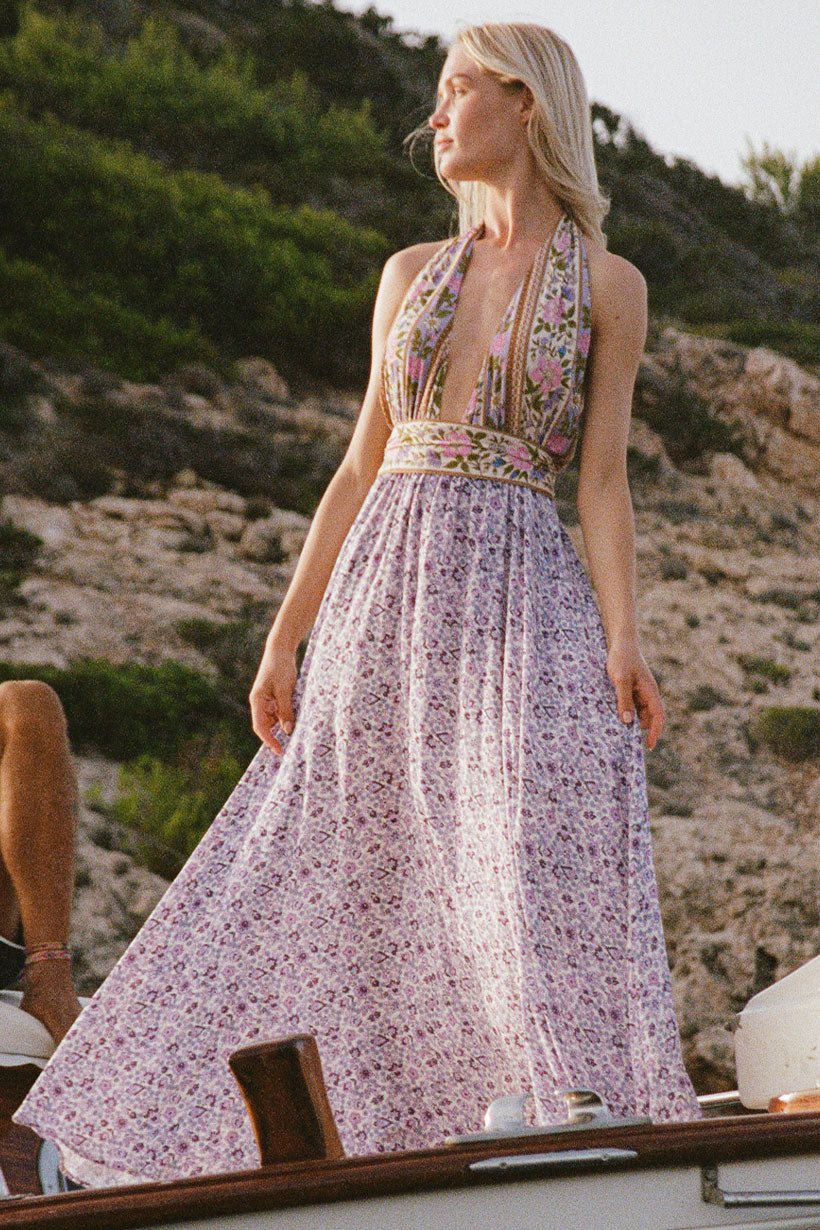 Sienna Halter Maxi Dress Lilac