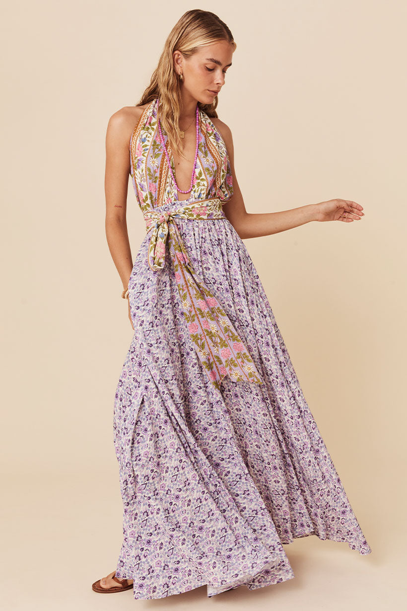 Sienna Halter Maxi Dress Lilac