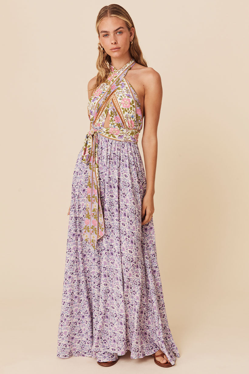 Sienna Halter Maxi Dress Lilac