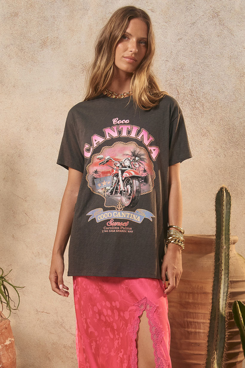Coco Cantina Biker Tee Charcoal