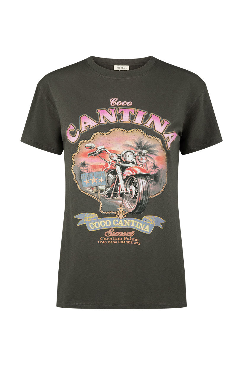 Coco Cantina Biker Tee Charcoal