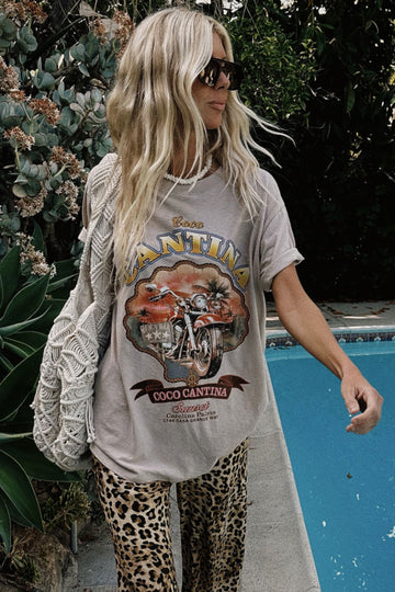 Coco Cantina Biker Tee Taupe