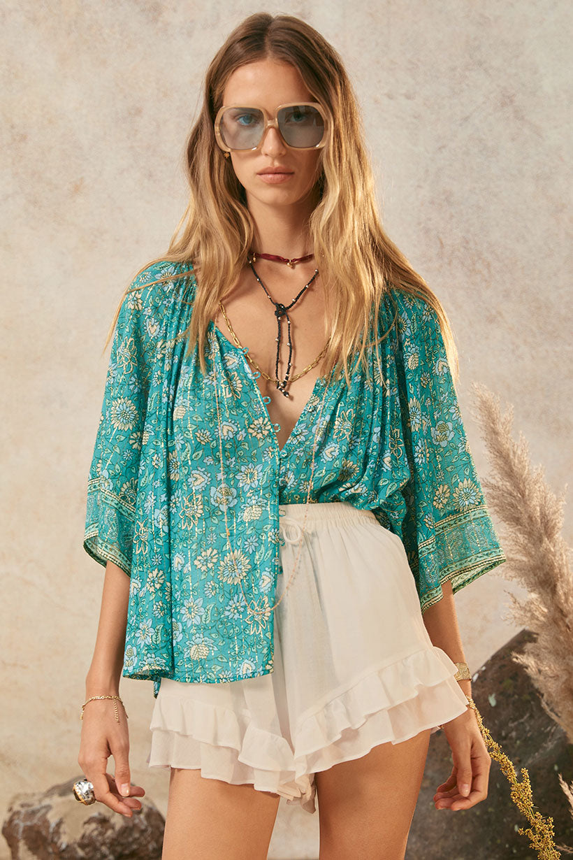 Elysian Short Sleeve Blouse Jade