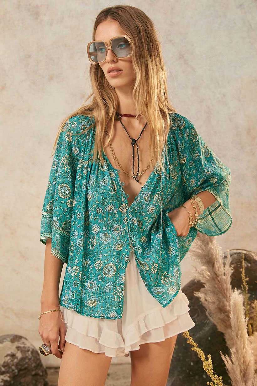 Elysian Short Sleeve Blouse Jade