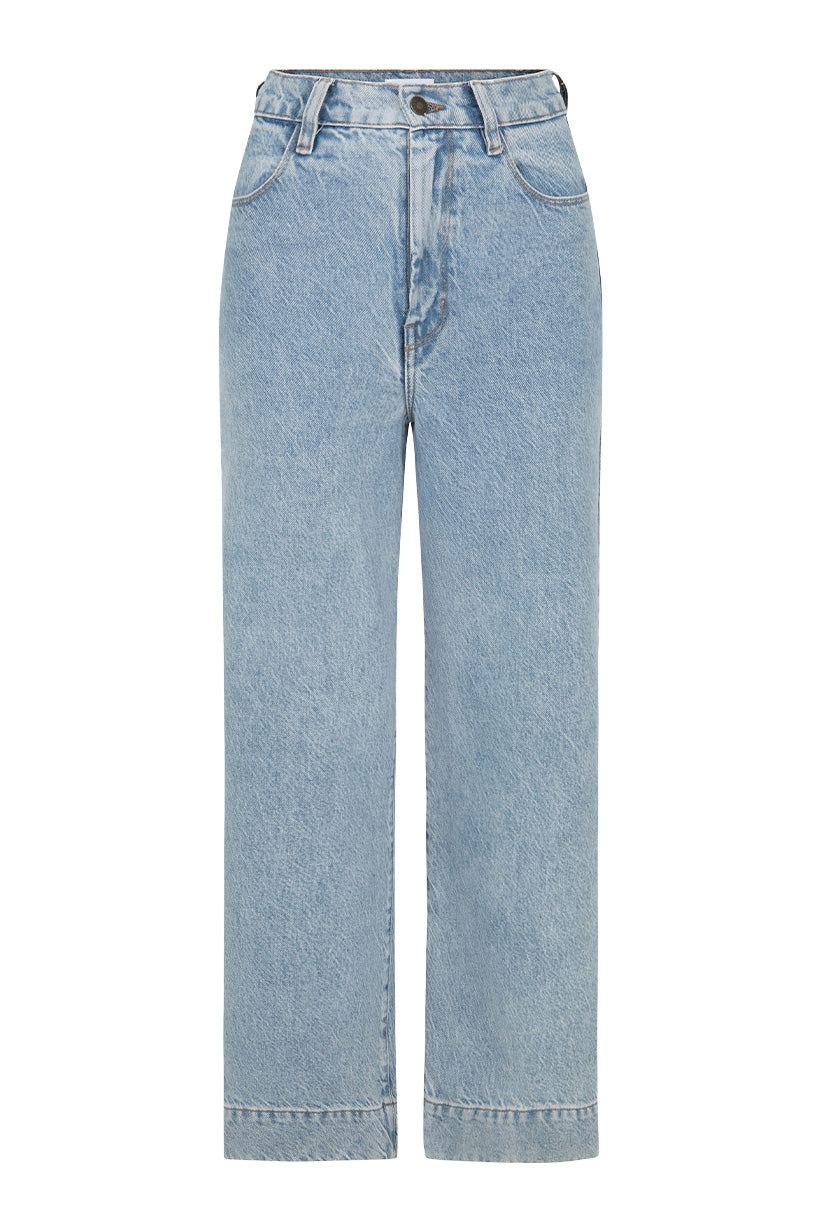 Classic Denim Cropped Jeans Sun Washed Blue