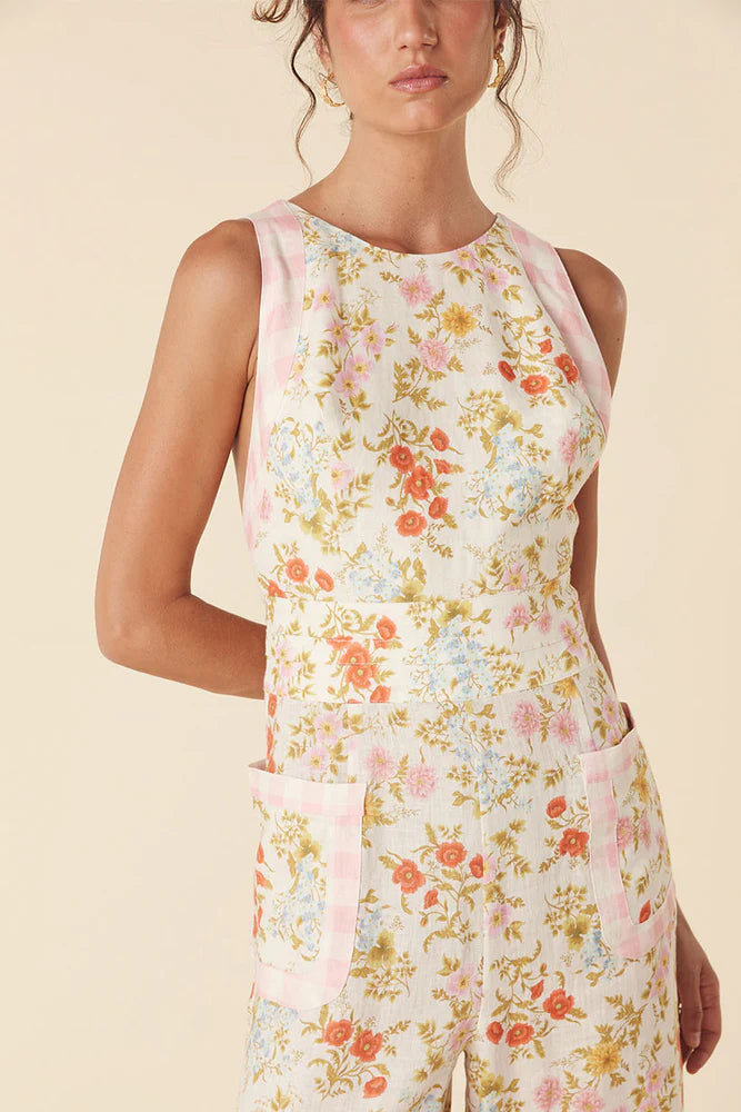 Flora Linen Jumpsuit Pastel