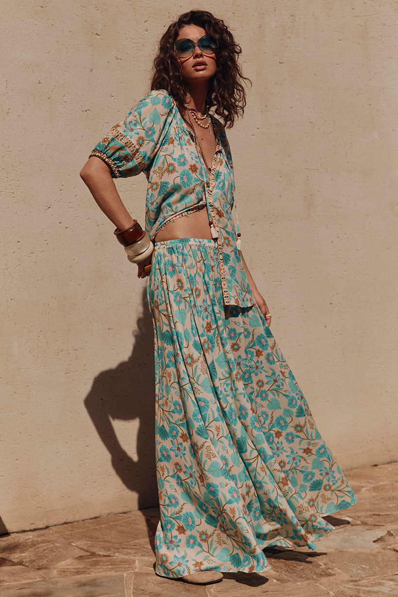 Goldie Maxi Skirt Lagoon