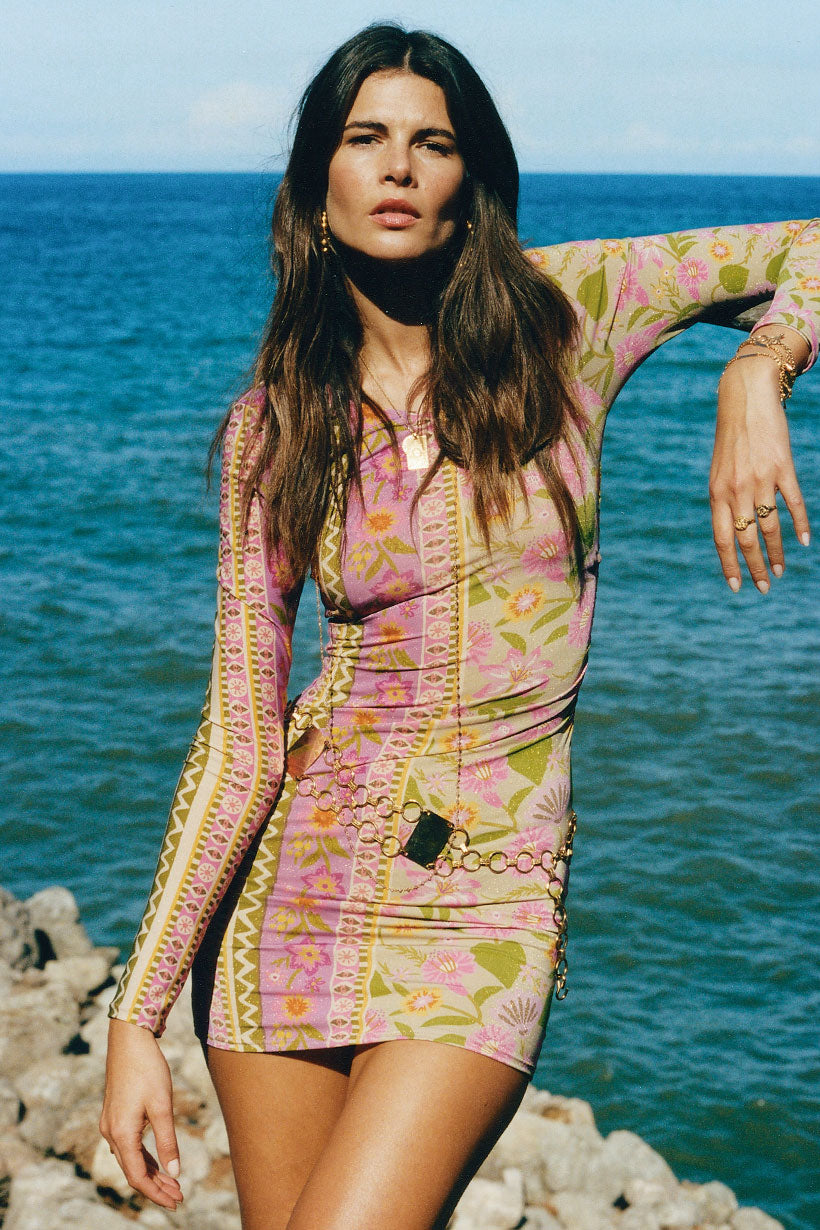 Goldie Shimmer Mini Dress Desert Rose