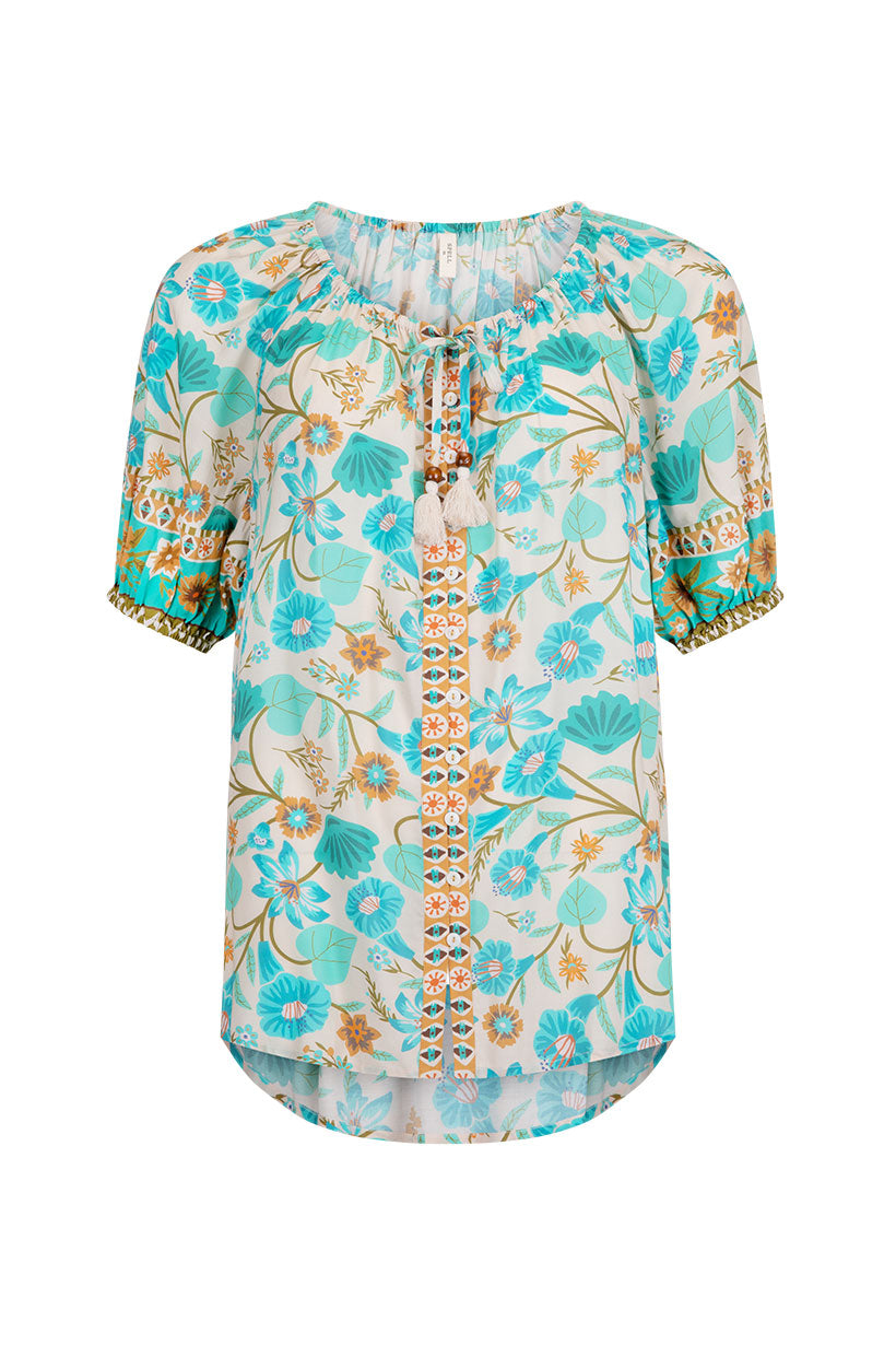 Goldie Short Sleeve Blouse Lagoon