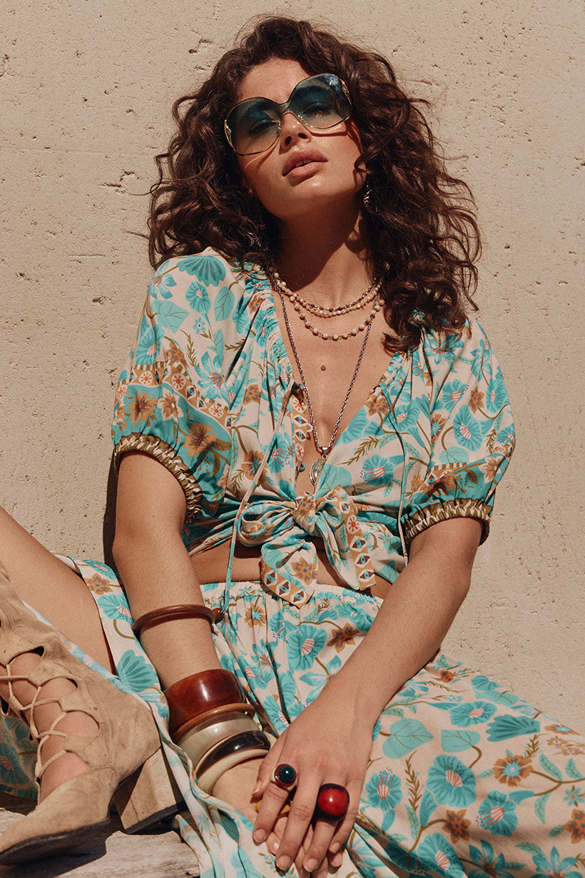 Goldie Short Sleeve Blouse Lagoon