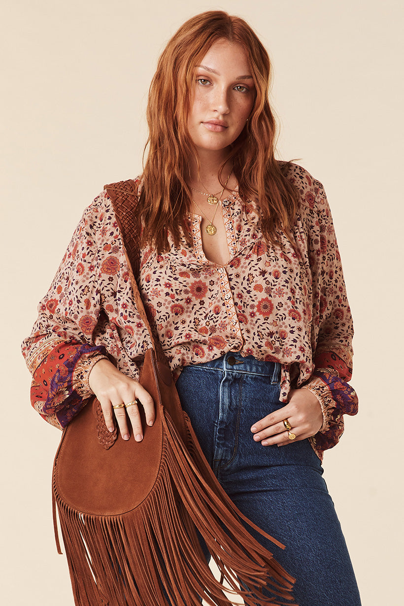 LADY UNTAMED BLOUSE TEA LEAF
