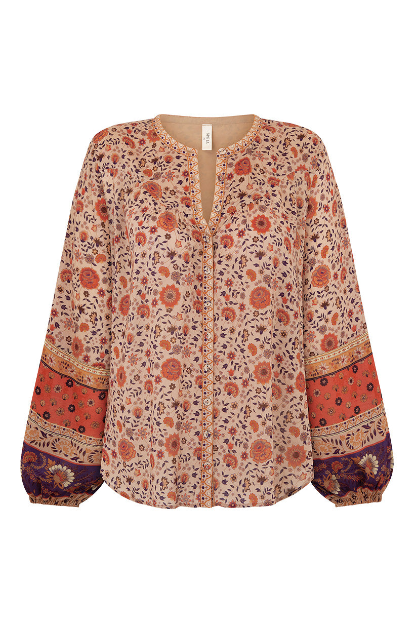LADY UNTAMED BLOUSE TEA LEAF