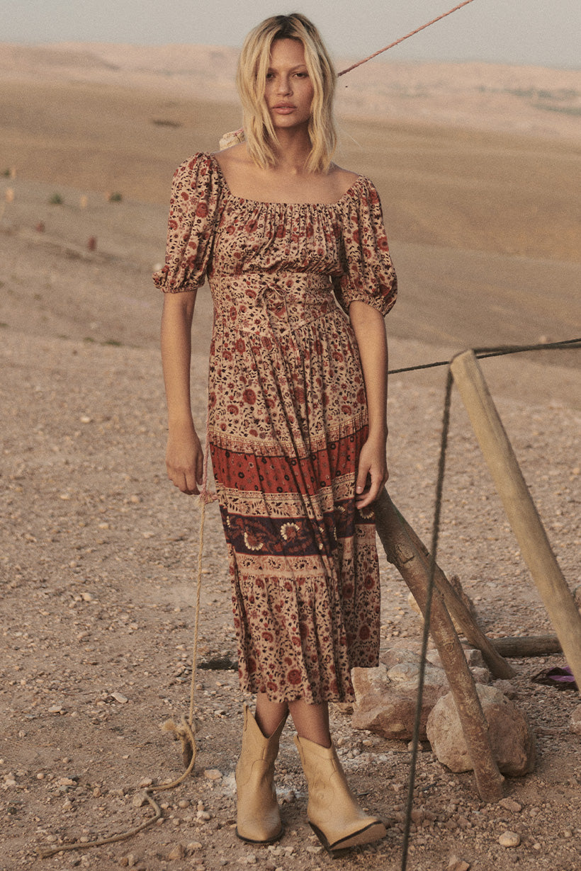 LADY UNTAMED MIDI DRESS TEA LEAF