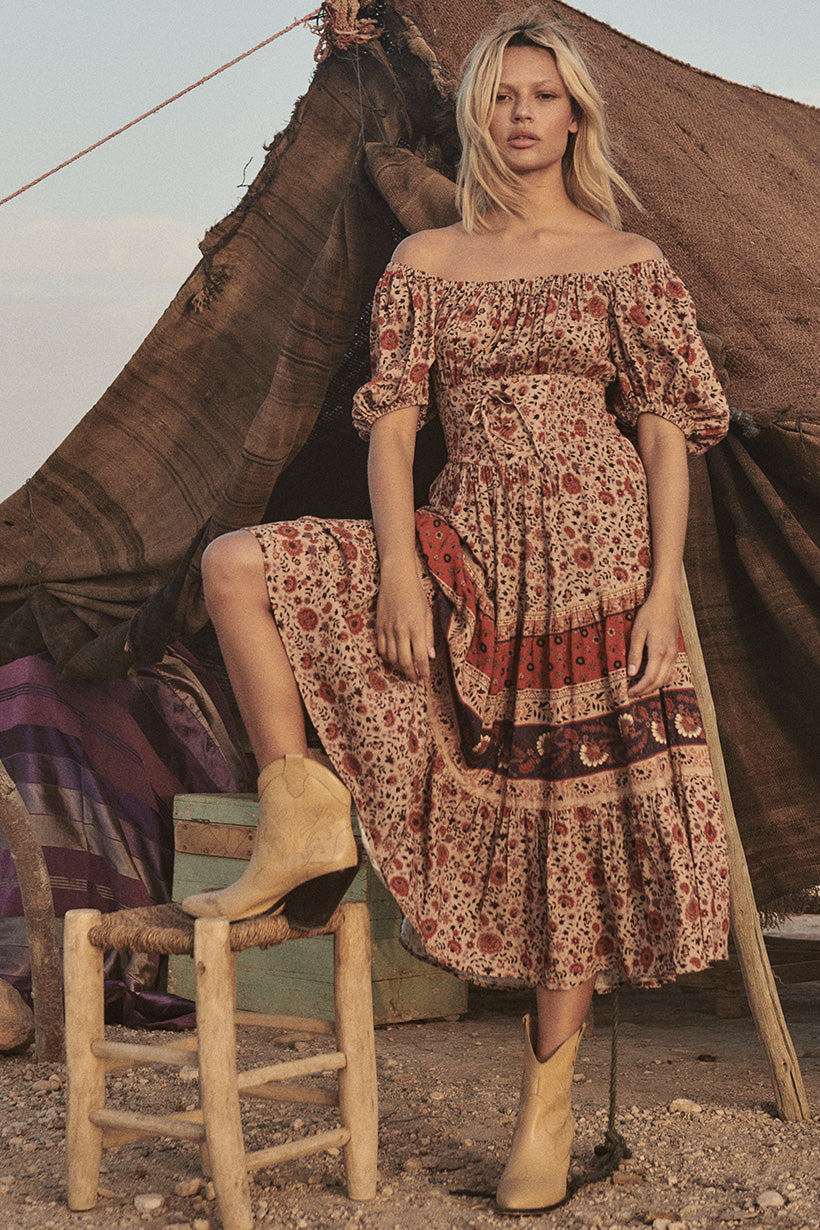 LADY UNTAMED MIDI DRESS TEA LEAF