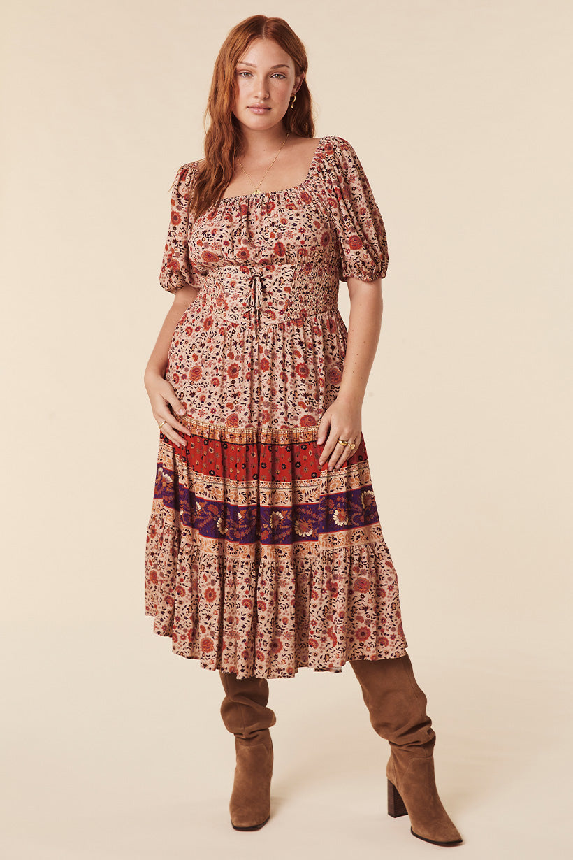 LADY UNTAMED MIDI DRESS TEA LEAF