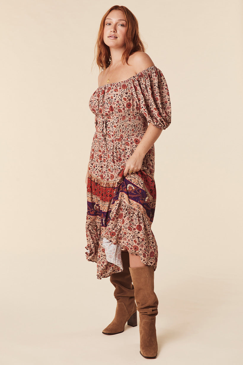 LADY UNTAMED MIDI DRESS TEA LEAF