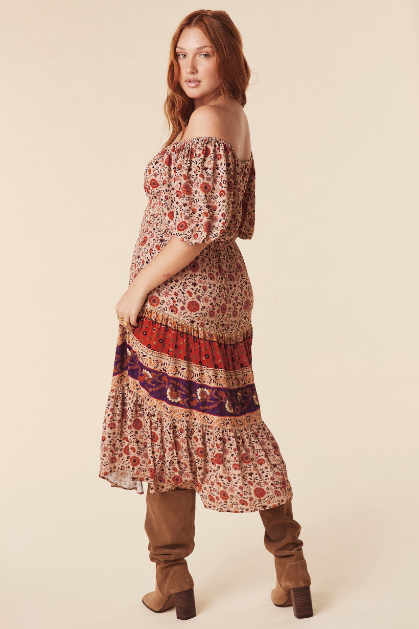 LADY UNTAMED MIDI DRESS TEA LEAF