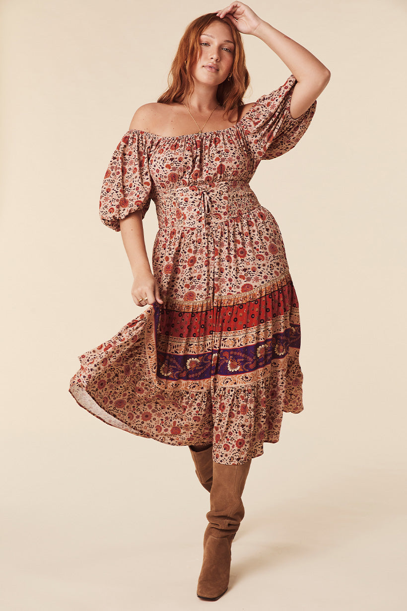 LADY UNTAMED MIDI DRESS TEA LEAF
