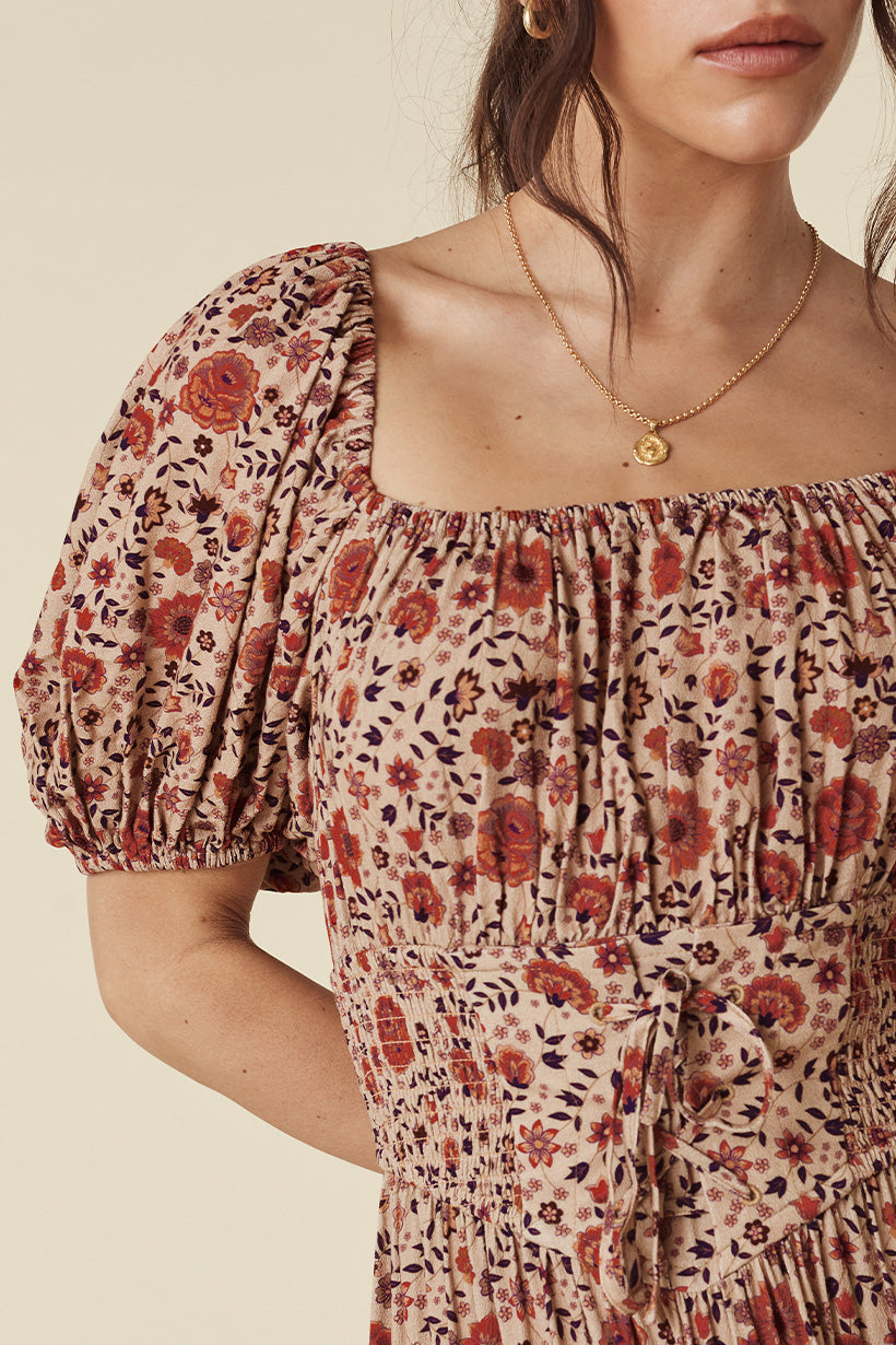 LADY UNTAMED MIDI DRESS TEA LEAF