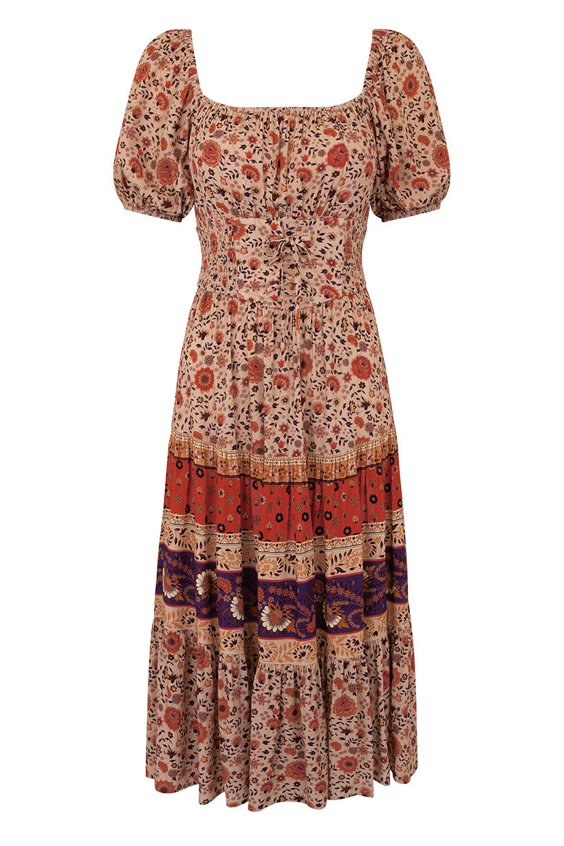 LADY UNTAMED MIDI DRESS TEA LEAF