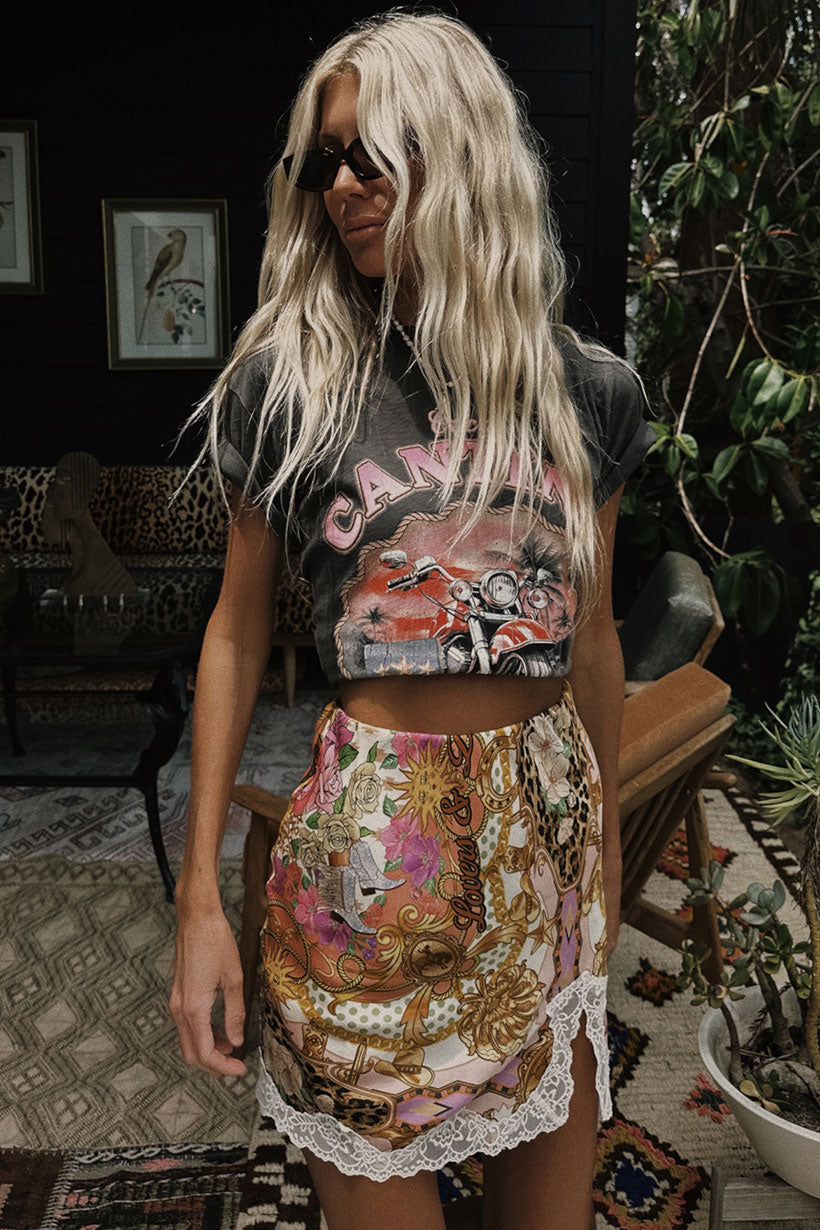 Lovers & Dreamers Lace Mini Skirt Champagne Peach