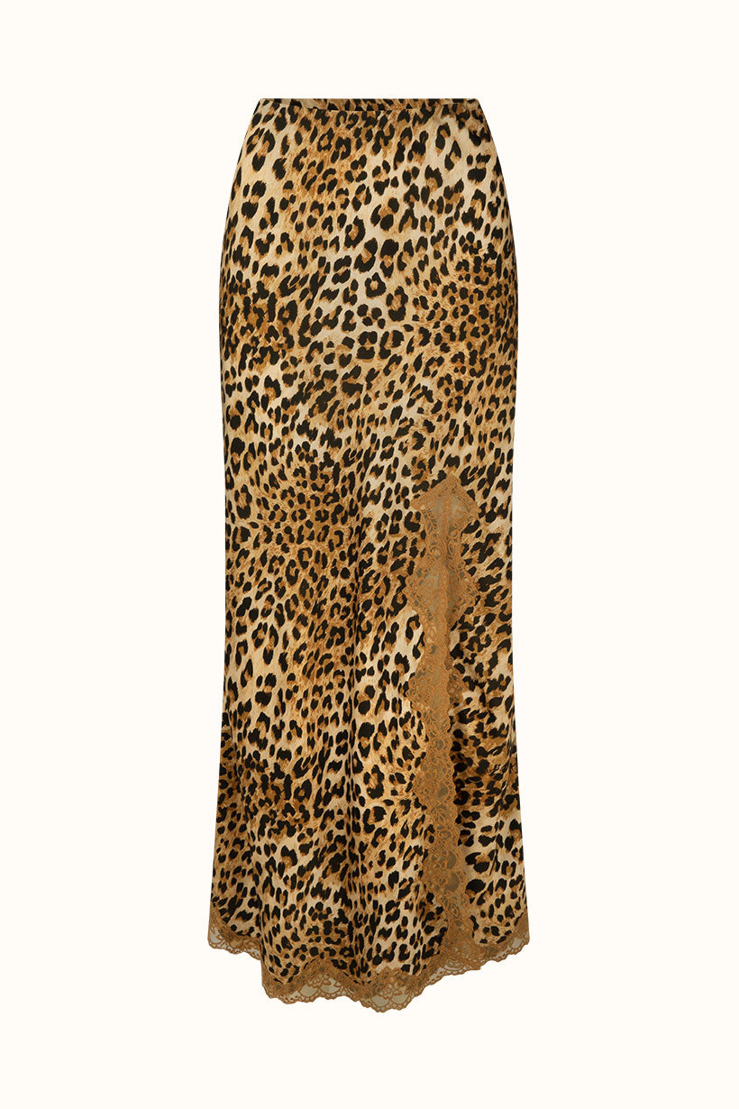 Samantha Bias Skirt Vintage Leopard