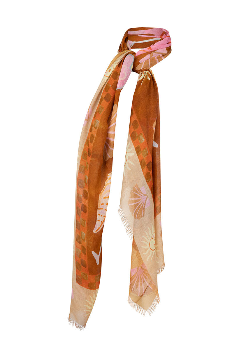 Birth of Venus Travel Scarf Caramel
