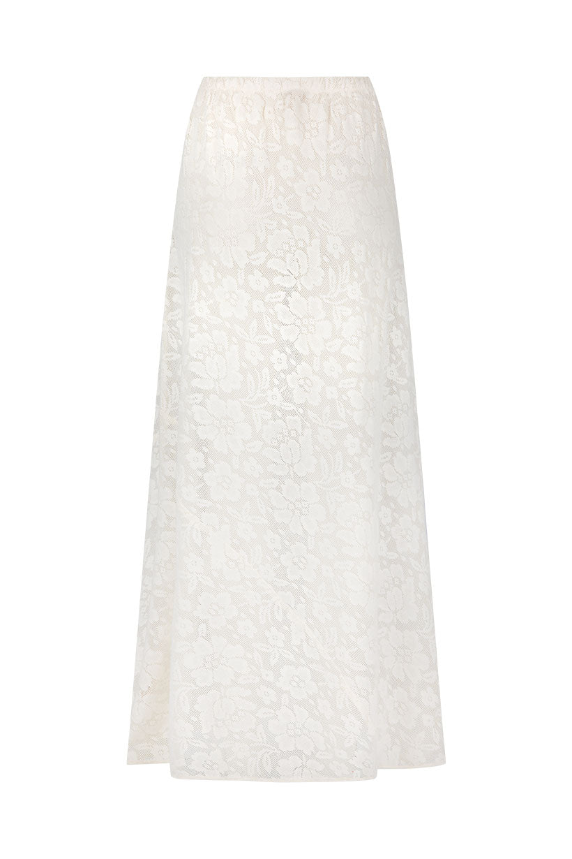 Free Love Lace Bias Skirt Vintage Cream
