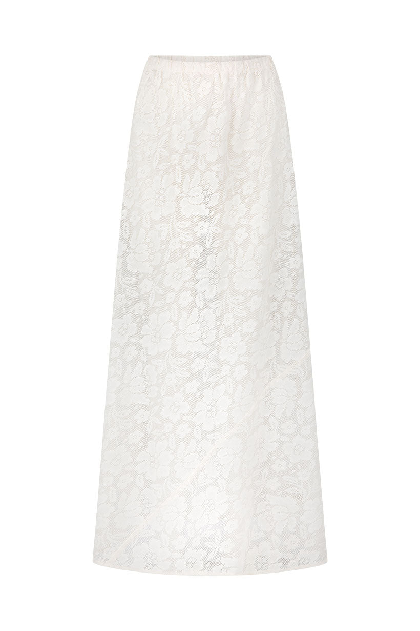 Free Love Lace Bias Skirt Vintage Cream