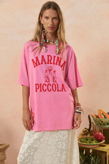 Marina Piccola Oversized Biker Tee Cosmos Pink