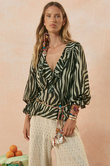 Zevra Blouse Washed Charcoal