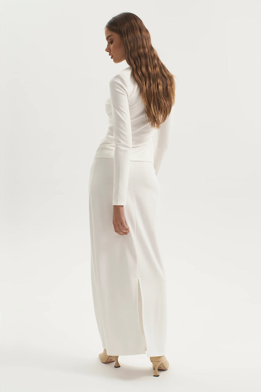 THEO JERSEY TWIST TOP WHITE