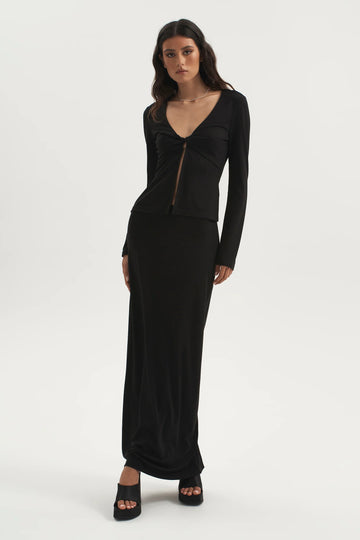 THEO JERSEY TWIST TOP BLACK