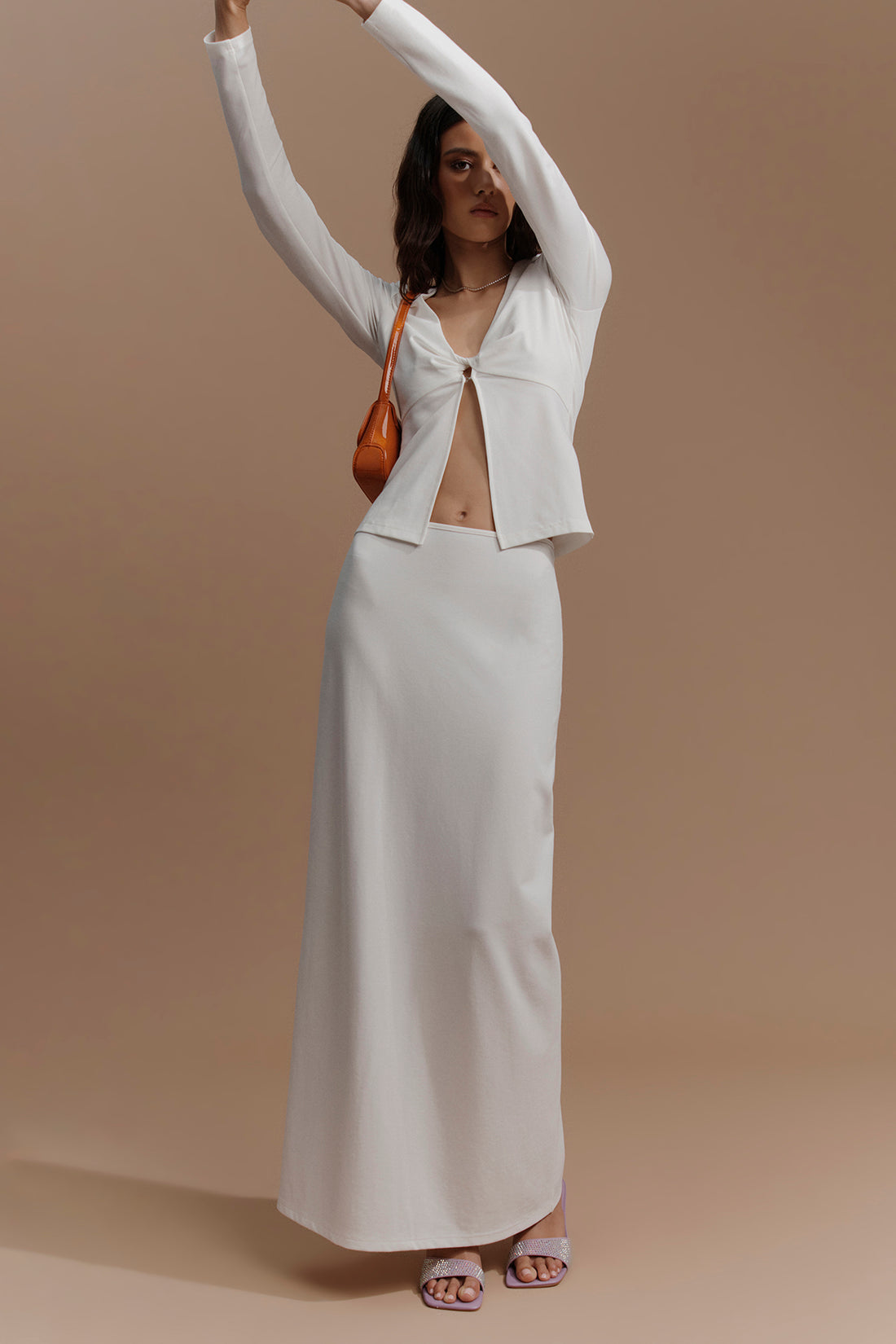 THEO JERSEY TWIST TOP WHITE