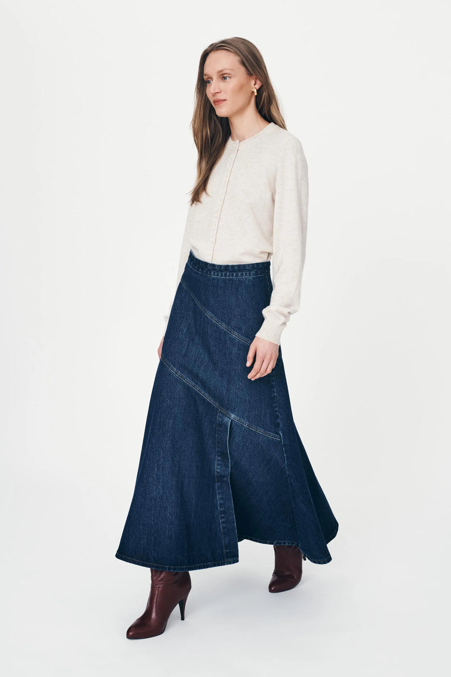 Thea Denim Midi Skirt Indigo