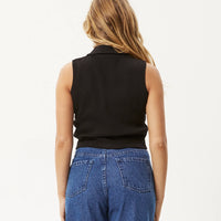 Eliza Organic Rib Sleeveless Shirt in Black