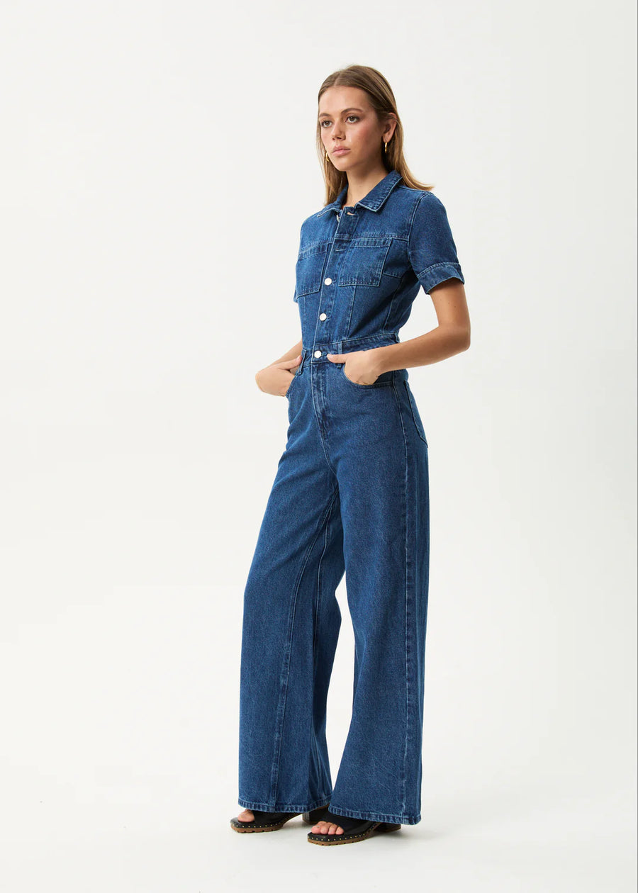 Miami Denim Flared Jumpsuit Authentic Blue