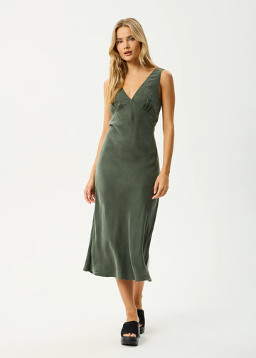 Gia Cupro Maxi Dress Deep Green