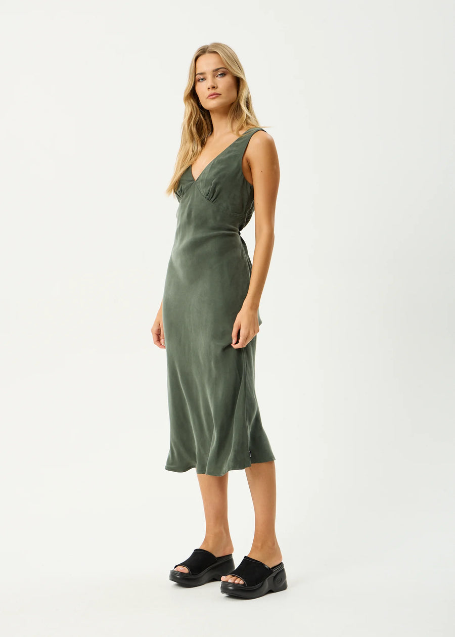Gia Cupro Maxi Dress Deep Green
